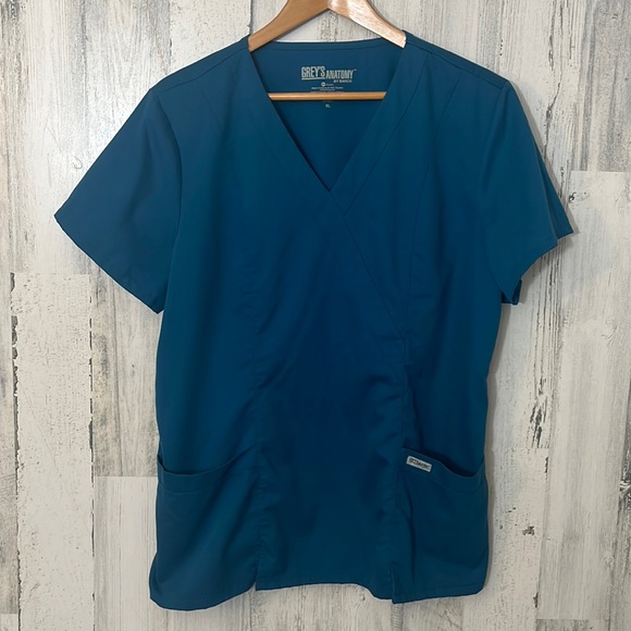 Grey's Anatomy Tops - - #M93 extra large blue scrub top size XL GREYS ANATOMY